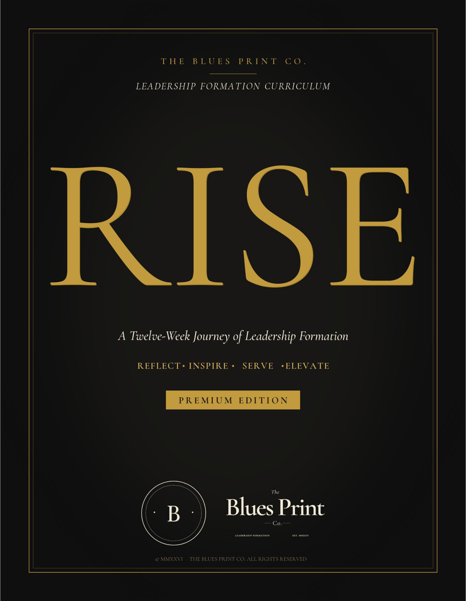 Rise Premium Curriculum cover, black and gold